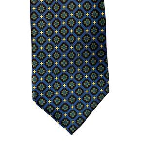 E.Marinella Napoli Blue with Green Flowers Print Made in Italy 100% Silk